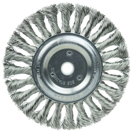 Weiler 6" Standard Twist Knot Wire Wheel, .016" Fill, 5/8"-1/2" Arbor Hole 8345